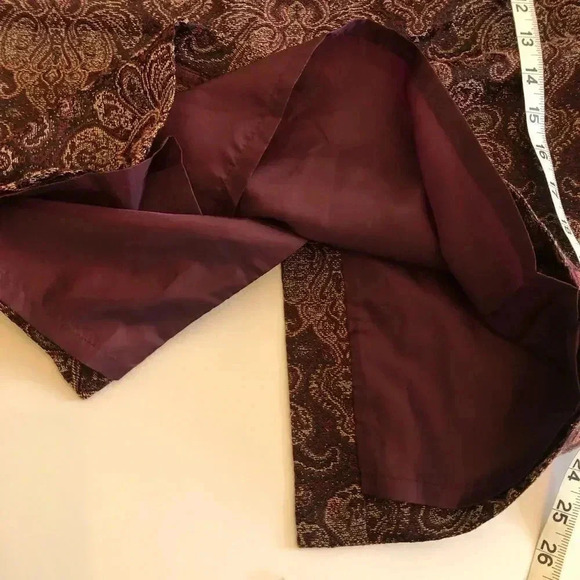 Vintage 𝅺Signature by Larry Levine maroon paisley pencil skirt size 10 L or XL‎ - Picture 4 of 10